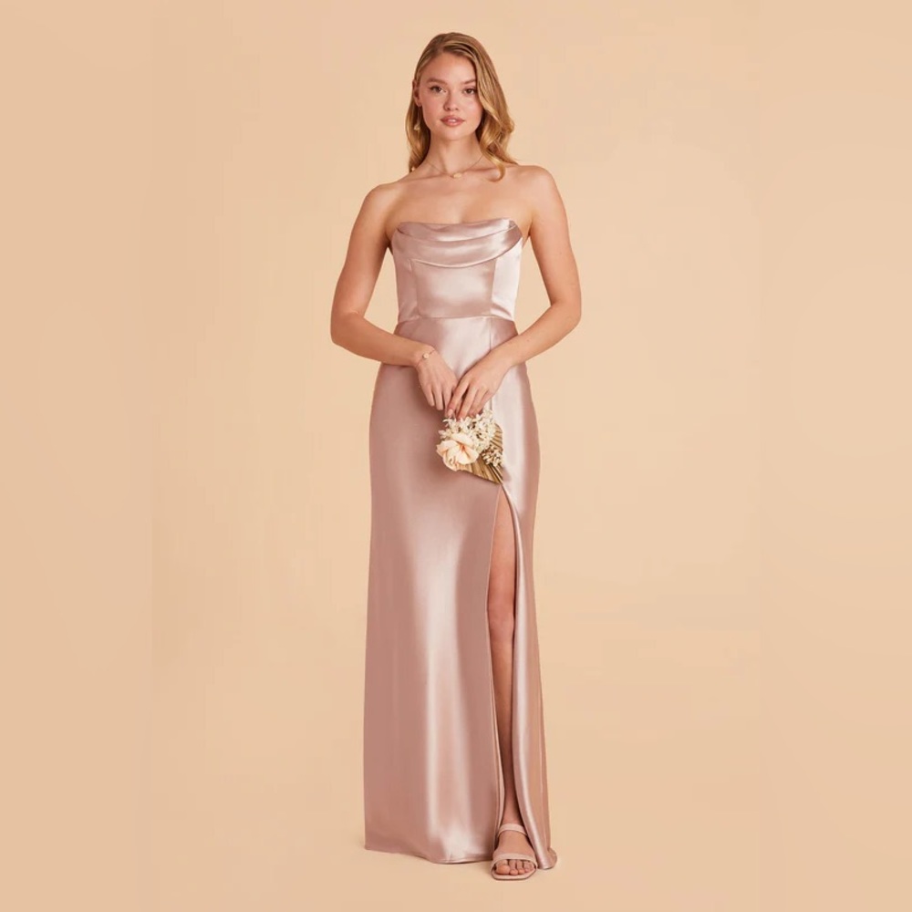 Birdy Grey Shiny Satin Taupe Mia Convertible Dress